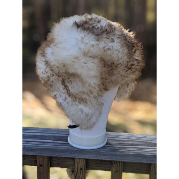 Vintage 60s Sheepskin Shearling Fur Hat With Pom Poms Made in Italy Boho Winter - Picture 12 of 16